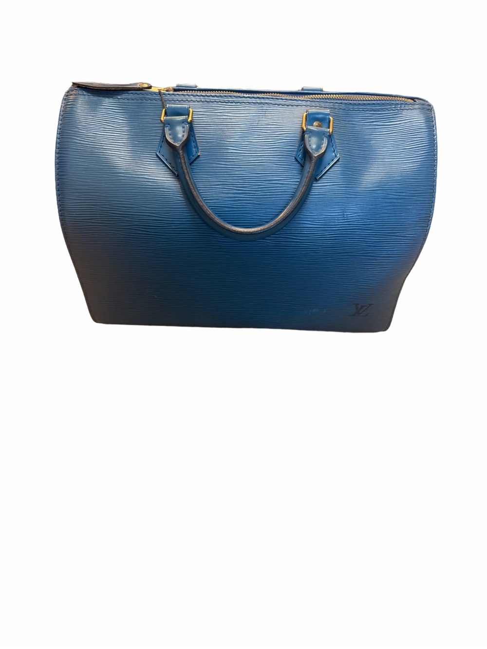 Louis Vuitton Blue Epi Leather Satchel with Gold-Tone Hardware size 30